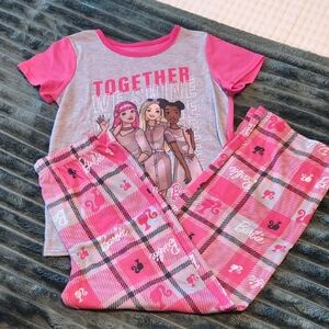 Barbie Pink and Gray Pajama Set for Kids - Size 8